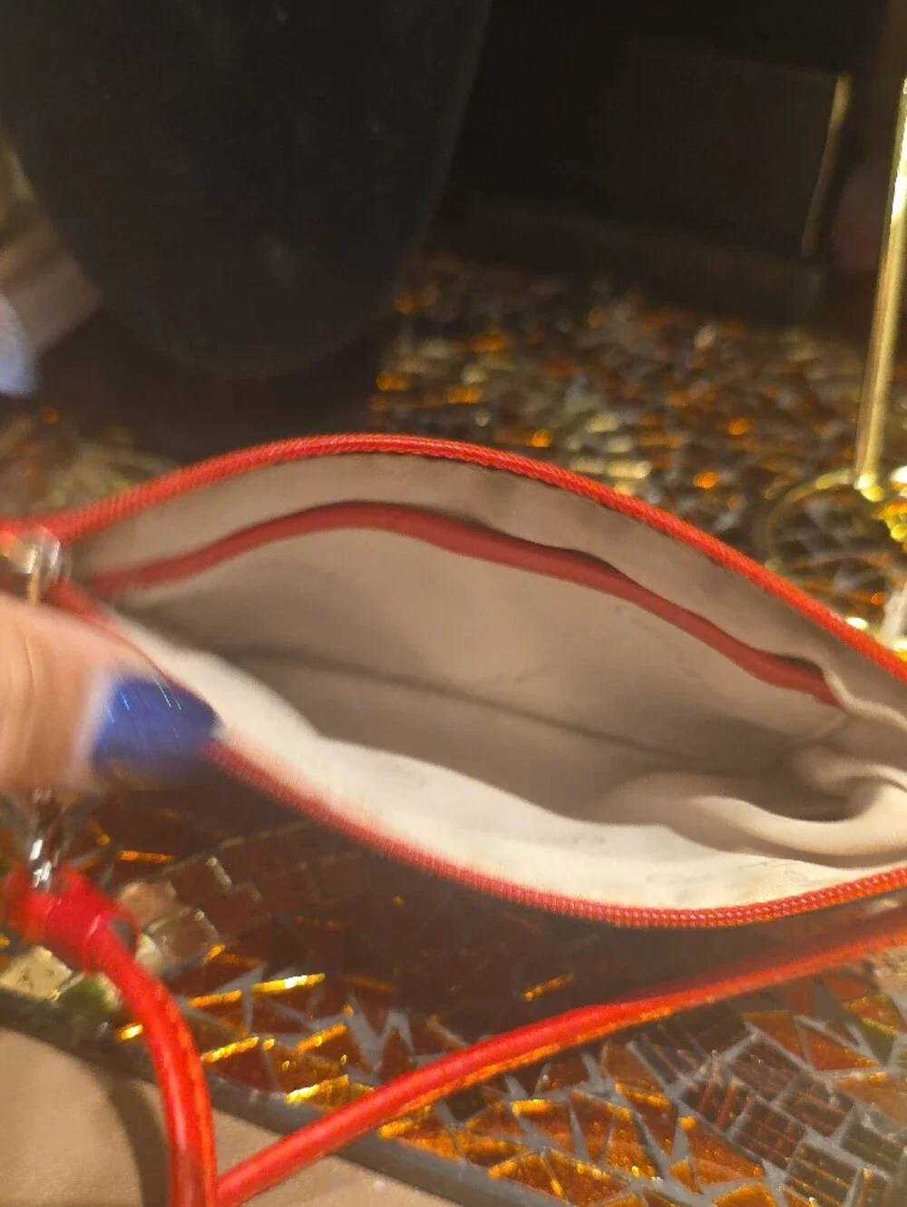 Calvin Klein Red Leather Wristlet Clutch